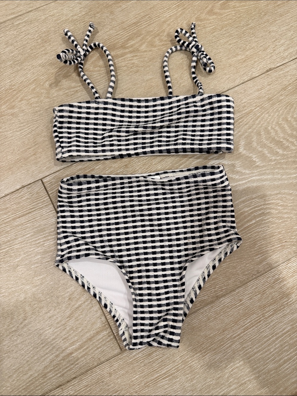 Cotton-On KIDS Black & White Gingham High-Waist Bikini Set